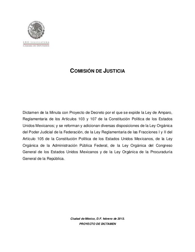Proyecto dictamen de la Ley de Amparo