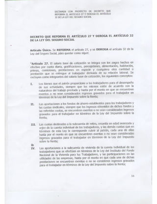Proyecto dictamen reforma art 27 y 32 lss (viernes 19 abril 2013