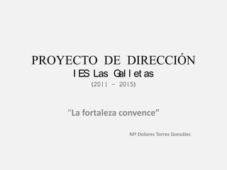 PROYECTO DE DIRECCIÓNIES Las Galletas(2011 – 2015) “La fortaleza convence” Mª Dolores Torres González 