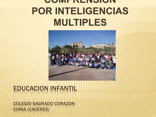 COMPRENSION
POR INTELIGENCIAS
MULTIPLES

EDUCACION INFANTIL
COLEGIO SAGRADO CORAZON
CORIA (CACERES)

 