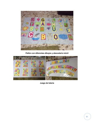 30
Pellón con diferentes dibujos y abecedario móvil
Juego de lotería
 