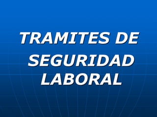 TRAMITES DE  SEGURIDAD LABORAL