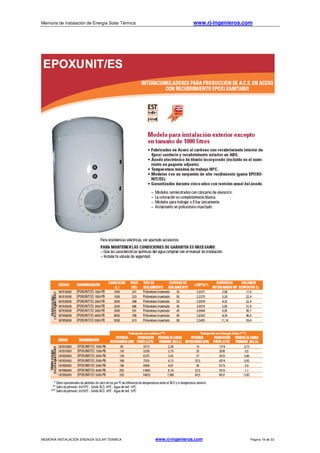 Memoria de instalación de Energía Solar Térmica www.rj-ingenieros.com
MEMORIA INSTALACIÓN ENERGÍA SOLAR TÉRMICA www.rj-ingenieros.com Página 19 de 33
 