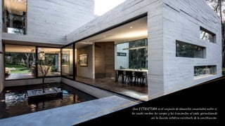 Una ESTRUCTURA es el conjunto de elementos conectados entre sí,
los cuales reciben las cargas y las transmiten al suelo, garantizando
así la función estático-resistente de la construcción.
 