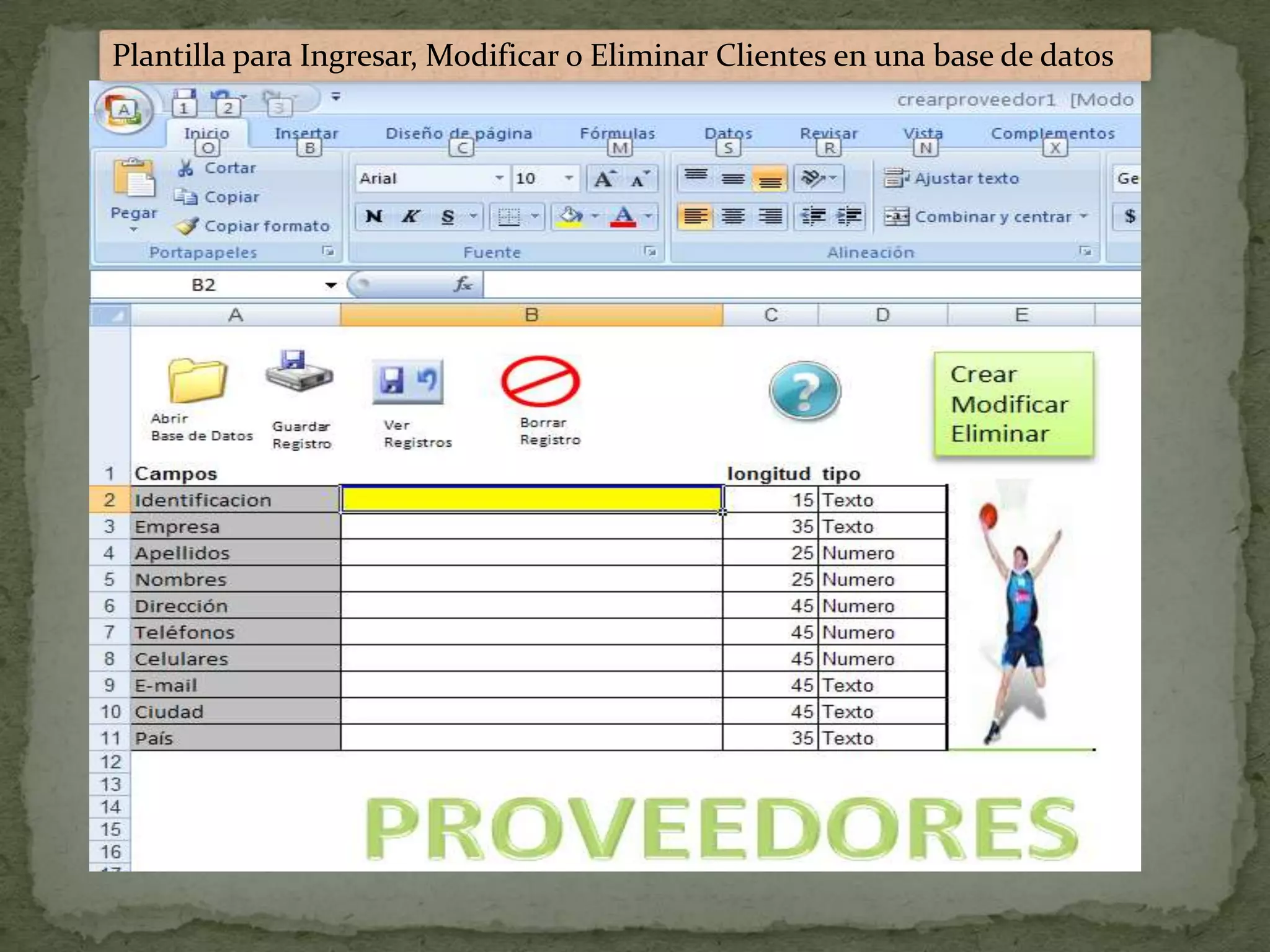 Plantilla para Ingresar, Modificar o Eliminar Clientes en una base de datos