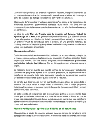 Plan de trabajo para la creación de FHyCS Virtual 2017 | PDF