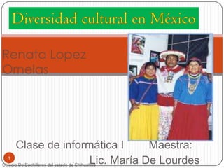 Renata Lopez
Ornelas




      Clase de informática I     Maestra:
  1
                     Lic. María De Lourdes
Colegio De Bachilleres del estado de Chihuahua
 