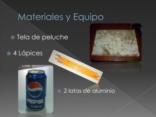 Plástico corrugadoMateriales y EquipoTela de peluche4 Lápices