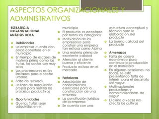ASPECTOS ORGANIZACIONALES Y
ADMINISTRATIVOS
 