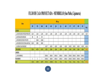 23
FLUJODECAJAPROYECTADA-MEMBRILLO(SanPablo,Cajamarca)
 