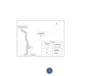 8
Anispanpa
Maichil
LEYENDA
Chilete
San Bernardino
Vía Asfaltada
Trocha Carrosable
Distrito
Caserio
 