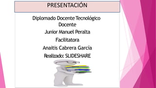 PRESENTACIÓN
Diplomado DocenteTecnológico
Docente
Junior Manuel Peralta
Facilitatora
Anaitis Cabrera García
Realizado: SLIDESHARE
 