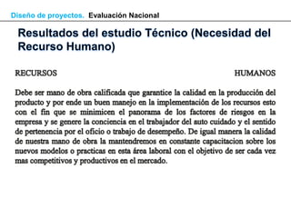 Diseño de proyectos. Evaluación Nacional
 