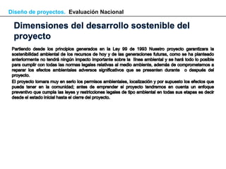 Diseño de proyectos. Evaluación Nacional
 