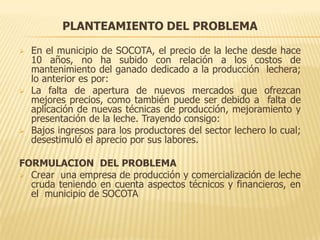 PLANTEAMIENTO DEL PROBLEMA

   En el municipio de SOCOTA, el precio de la leche desde hace
    10 años, no ha subido con ...
