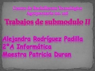 Alejandra Rodríguez Padilla
2ºA Informática
Maestra Patricia Duran
 