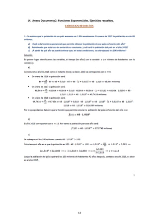 12
14. Anexo Documento2: Funciones Exponenciales. Ejercicios resueltos.
 