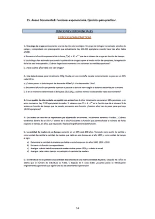 14
15. Anexo Documento3: Funciones exponenciales. Ejercicios para practicar.
 