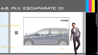 4.ACCIONES
2
ELEGANCIA INTELIGENTE
ELEGANCIA INTELIGENTE
Nuevo
_vinilo
_escaparate interactivo
(pantalla multitouch)
_qr
_vinilo
microperforado
4.8. PLV. ESCAPARATE (2)
168
 