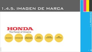 JoanEstornell
1.4.5. IMAGEN DE MARCA
SEGURIDAD CONFIABILIDAD
INNOVACIÓN
TECNOLÓGICA
VALOR
SUPERIOR
CALIDAD
EXCEPCIONAL
MÁS
CONFIANZA
1.4.PRODUCTO
266
 