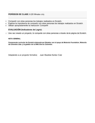 Proyecto formativo programación con scratch | DOCX