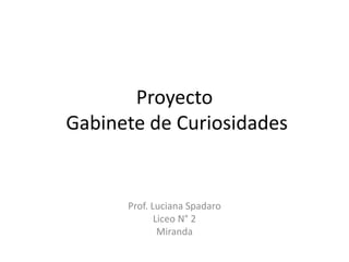 Proyecto
Gabinete de Curiosidades
Prof. Luciana Spadaro
Liceo N° 2
Miranda
 