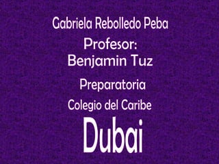 Gabriela Rebolledo Peba Profesor: Benjamin Tuz  Preparatoria Colegio del Caribe Dubai 