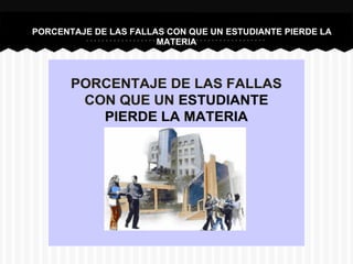 PORCENTAJE DE LAS FALLAS CON QUE UN ESTUDIANTE PIERDE LA
MATERIA
 