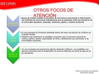 OTROS FOCOS DE
ATENCIÓN




                 Centro de Solución de Conflictos
                       Conciliación Escolar
 