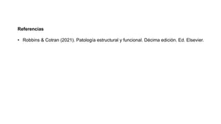 Referencias
• Robbins & Cotran (2021). Patología estructural y funcional. Décima edición. Ed. Elsevier.
 