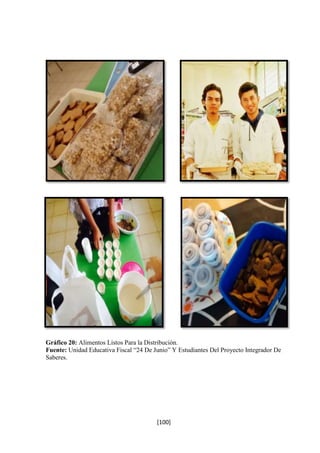 Gráfico 20: Alimentos Listos Para la Distribución. 
Fuente: Unidad Educativa Fiscal “24 De Junio” Y Estudiantes Del Proyecto Integrador De 
Saberes. 
[100] 
 