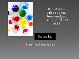 Responsable:
 Docente Marianela Mendez
 