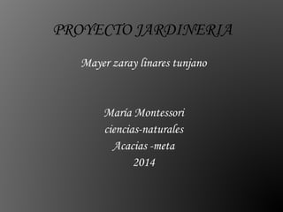 PROYECTO JARDINERIA 
Mayer zaray linares tunjano 
María Montessori 
ciencias-naturales 
Acacias -meta 
2014 
 