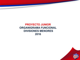 PROYECTO JUNIOR
ORGANIGRAMA FUNCIONAL
DIVISIONES MENORES
2016
 