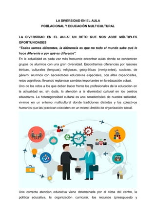 Proyecto la diversidad en el aula udi 2019 | PDF