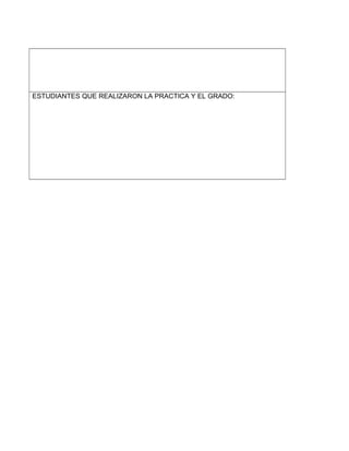 ESTUDIANTES QUE REALIZARON LA PRACTICA Y EL GRADO:
 