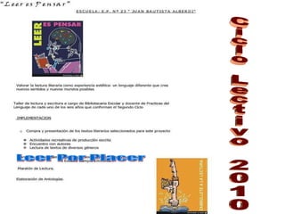 Leer Por Placer Ciclo Lectivo 2010 