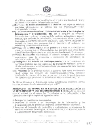 Proyecto de Ley General de Telecomunicaciones, Tecnologías de Información y Comunicación - 2011