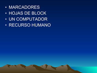 MARCADORES HOJAS DE BLOCK UN COMPUTADOR RECURSO HUMANO 