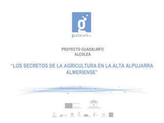 PROYECTO GUADALINFO 
ALCOLEA 
“LOS SECRETOS DE LA AGRICULTURA EN LA ALTA ALPUJARRA 
ALMERIENSE” 
 