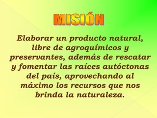 Demostrar los beneficios naturales que tiene la mermelada de penco, al momento de consumirlo, ya que la salud de las personas es primordial al instante de fabricar y comercializar la mermelada, debido a que su producción es en forma natural y casera, la misma que no tiene colorantes ni preservantes.JUSTIFICACIÓNLa elaboración y comercialización de mermelada de Penco, cubrirá las demandas, tanto de salud como de satisfacción al paladar del cliente, el mismo que necesita actualmente adquirir un producto de elaboración natural y no a base de sustancias corrosivas que pueden afectar de alguna u otra manera la salud del consumidor.