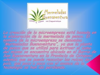 DIRECCION:Barrio “El Condado” entre las  calles   San José del Condado y Av. La Prensa No. 156.  TELEFONO:  Local 022491361 Celular 095-937214 E-MAIL: mermeladasbuenaventura@yahoo.com