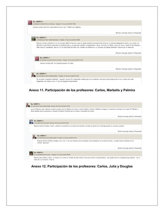 Anexo 11. Participación de los profesores: Carlos, Marbelis y Palmira
Anexo 12. Participación de los profesores: Carlos, Julia y Douglas
 