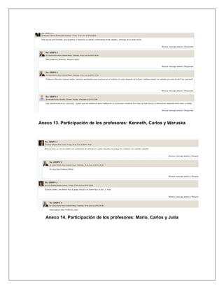 Anexo 13. Participación de los profesores: Kenneth, Carlos y Weruska
Anexo 14. Participación de los profesores: Mario, Carlos y Julia
 