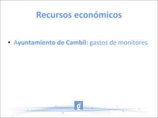 Recursos económicos A yuntamiento de Cambil:  gastos de monitores 