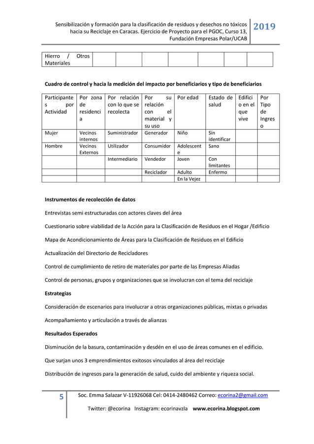 Proyecto para pgoc emma salazar 2019 sensibilizar para clasificar hacia ...