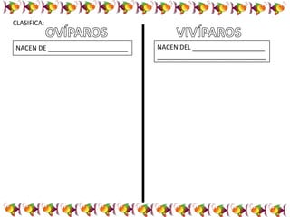 CLASIFICA:
NACEN DE ______________________ NACEN DEL ____________________
______________________________
 