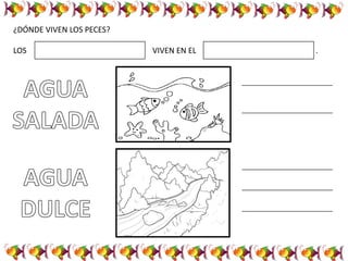 ¿DÓNDE VIVEN LOS PECES?
LOS VIVEN EN EL .
 