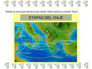 REPASA LA RUTA QUE SIGUIÓ ULISES DESDE TROYA HASTA SU CIUDAD “ÍTACA”.
 