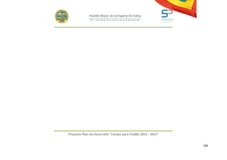 Alcaldía Mayor de Cartagena De Indias
              D i strito Turístico y Cultural




Proyecto Plan de Desarrollo "Campo para Tod@s 2012 - 2015"


                                                             268
 